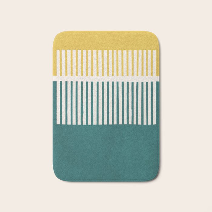 Teal Mustard MCM Bold Abstract Bath Mat Gallery Image 1