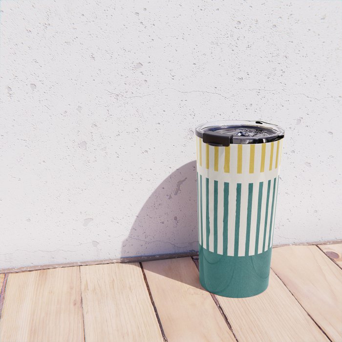 Teal Mustard MCM Bold Abstract Travel Mug Gallery Image 4