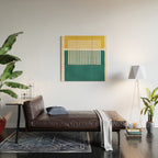 Teal Mustard MCM Bold Abstract Wood Wall Art Gallery Image 2