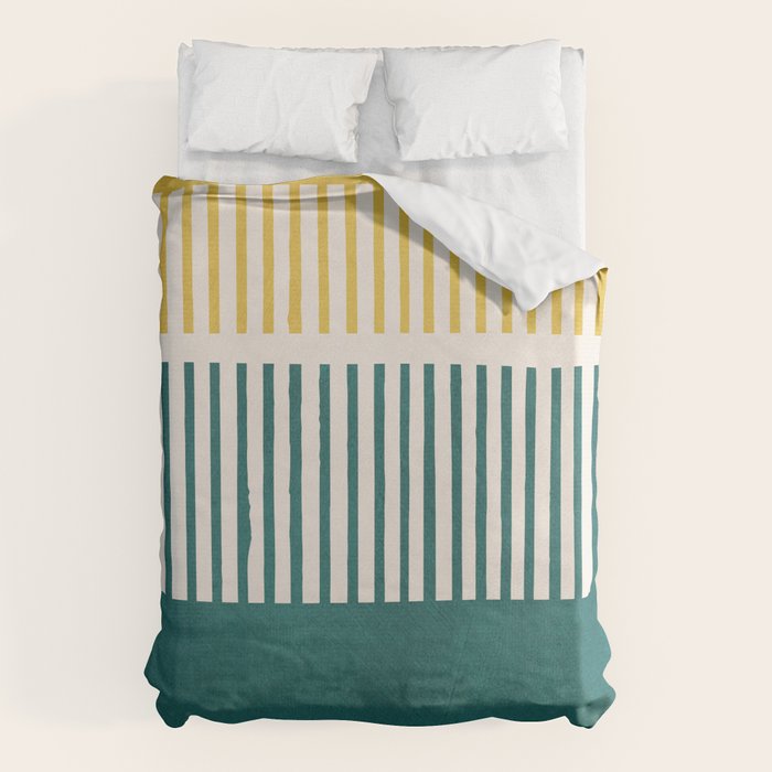 Teal Mustard MCM Bold Abstract Duvet Cover Gallery Image 1