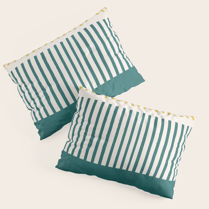 Teal Mustard MCM Bold Abstract Pillow Sham Gallery Image 1