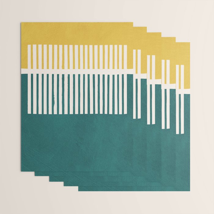 Teal Mustard MCM Bold Abstract Wrapping Paper Gallery Image 3