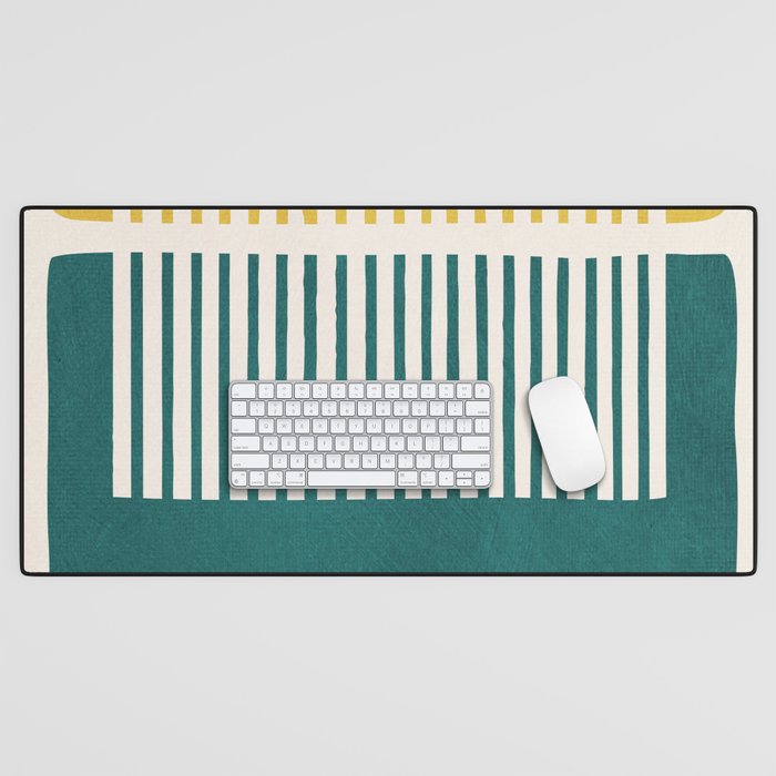 Teal Mustard MCM Bold Abstract Desk Mat Gallery Image 1