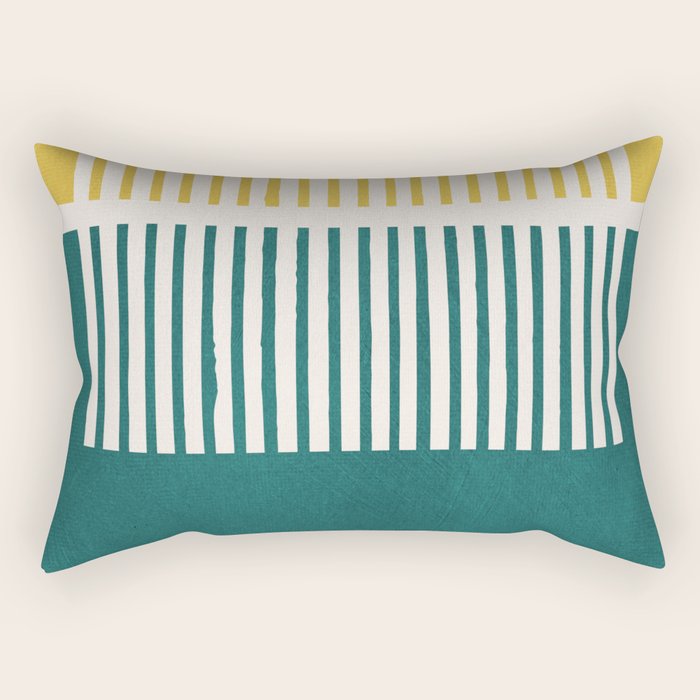 Teal Mustard MCM Bold Abstract Rectangular Pillow Gallery Image 1