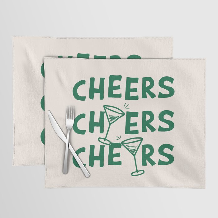 Cheers. Cocktails and Drinks in Green And Linen White Placemat Gallery Image 1