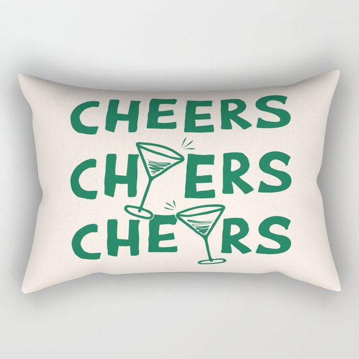 Cheers. Cocktails and Drinks in Green And Linen White Rectangular Pillow Gallery Image 1