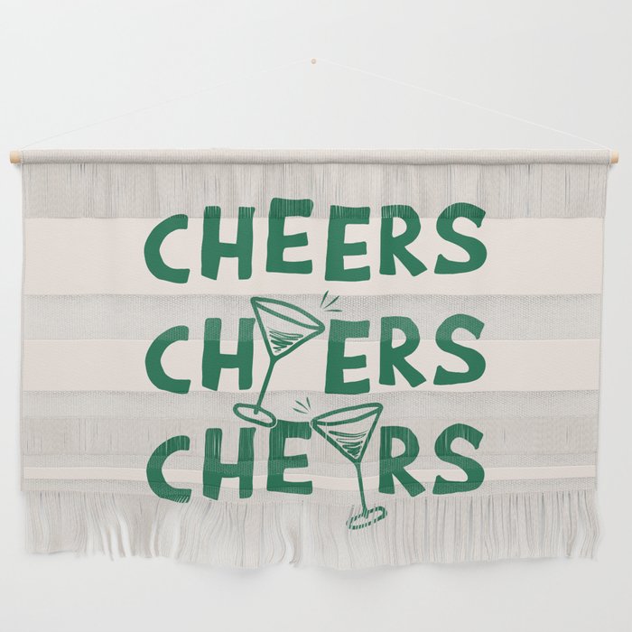 Cheers. Cocktails and Drinks in Green And Linen White Wall Hanging Gallery Image 1