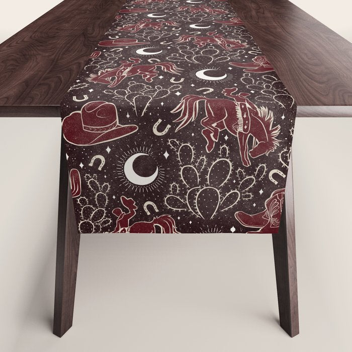 Cowboys and Cacti - manzanita brown Table Runner Gallery Image 1