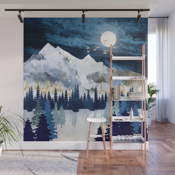 Moonlit Snow Wall Mural Gallery Image 1