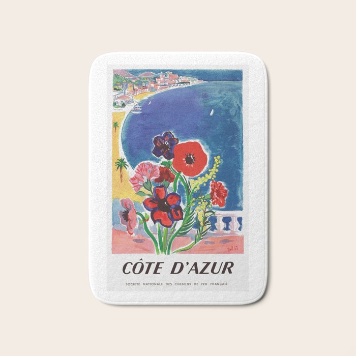 1947 FRANCE Cote d'Azur Travel Poster Bath Mat Gallery Image 1