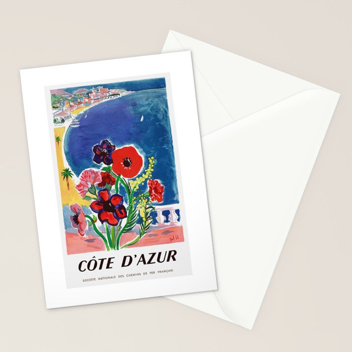 1947 FRANCE Cote d'Azur Travel Poster Stationery Card Gallery Image 2