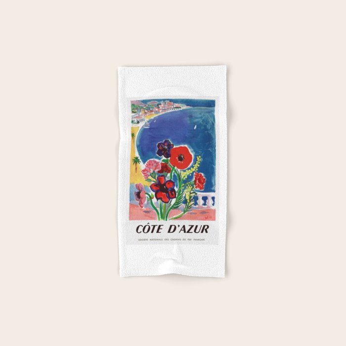 1947 FRANCE Cote d'Azur Travel Poster Bath Towel Gallery Image 1