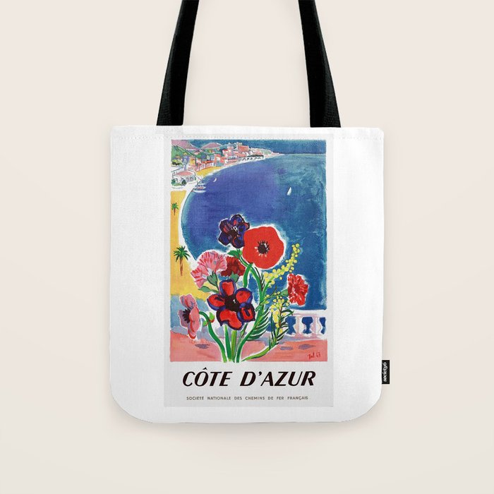 1947 FRANCE Cote d'Azur Travel Poster Tote Bag Gallery Image 1