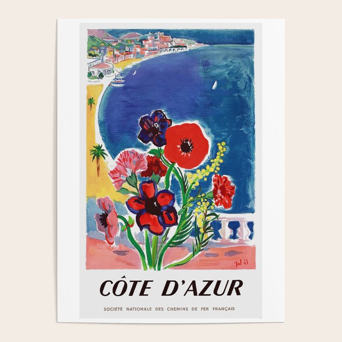 1947 FRANCE Cote d'Azur Travel Poster Poster Gallery Image 1