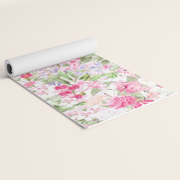 Vintage & Shabby Chic - Pastel Spring Flower Medow Yoga Mat Gallery Image 2