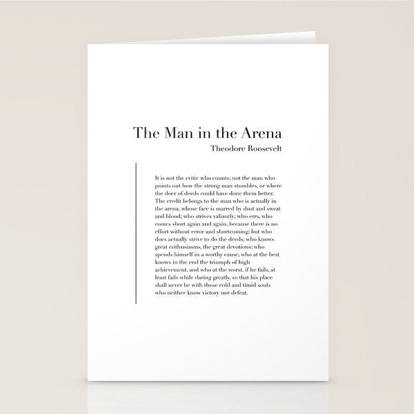 The Man in the Arena by Theodore Roosevelt Stationery Card Gallery Image 2
