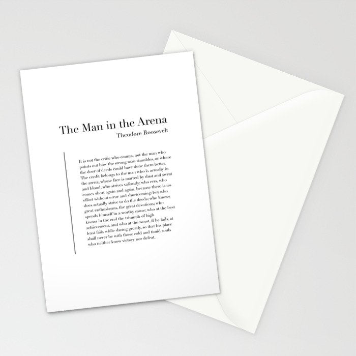 The Man in the Arena by Theodore Roosevelt Stationery Card Gallery Image 2