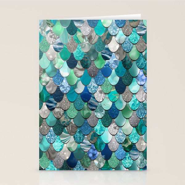 Mermaid Art, Sea,Teal, Mint, Aqua, Blue Stationery Card Gallery Image 1