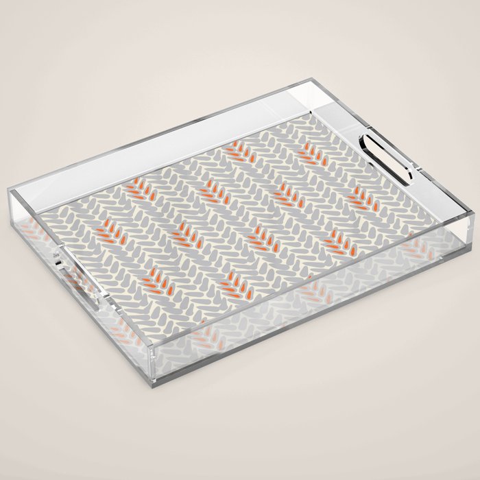 Orange and Grey Wheat Pattern Acrylic Tray Gallery Image 1