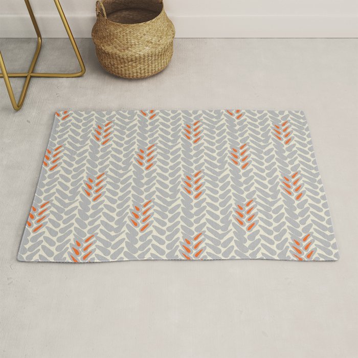 Orange and Grey Wheat Pattern Rug Gallery Image 1
