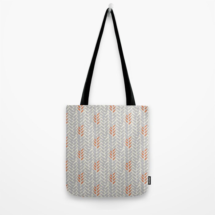 Orange and Grey Wheat Pattern Tote Bag Gallery Image 2