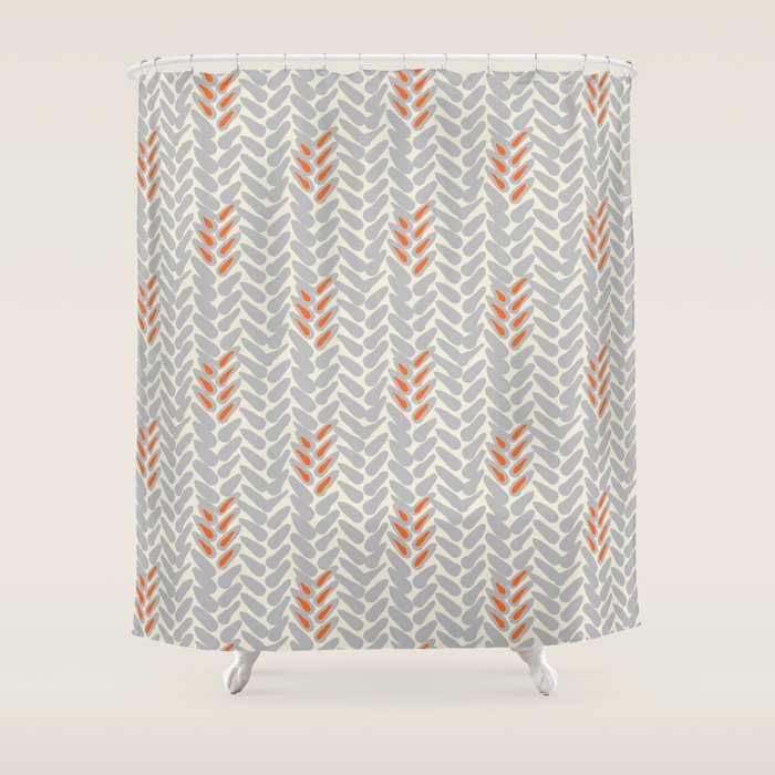 Orange and Grey Wheat Pattern Shower Curtain