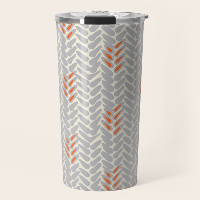 Orange and Grey Wheat Pattern Travel Mug Gallery Image 1