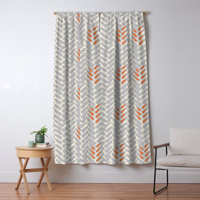 Orange and Grey Wheat Pattern Window Curtain