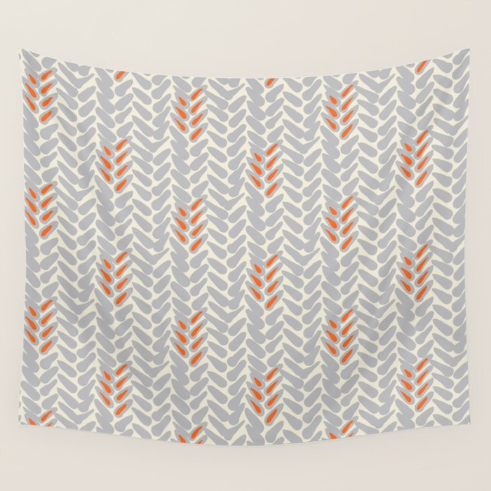 Orange and Grey Wheat Pattern Wall Tapestry Gallery Image 4