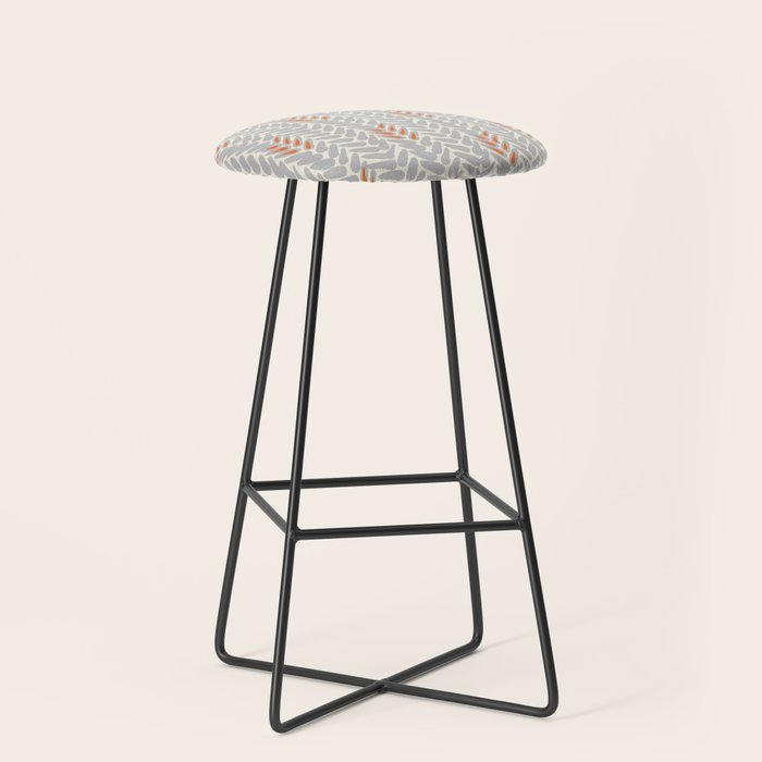 Orange and Grey Wheat Pattern Stool Gallery Image 1