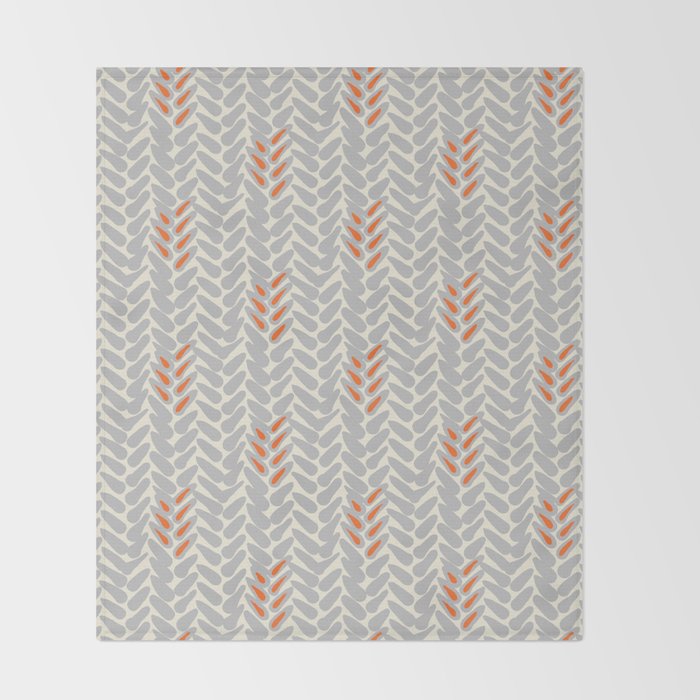 Orange and Grey Wheat Pattern Throw Blanket Gallery Image 2