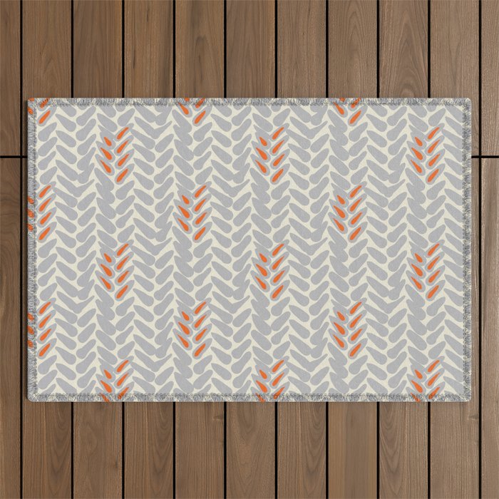 Orange and Grey Wheat Pattern Outdoor Rug Gallery Image 1