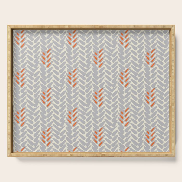 Orange and Grey Wheat Pattern Serving Tray Gallery Image 1