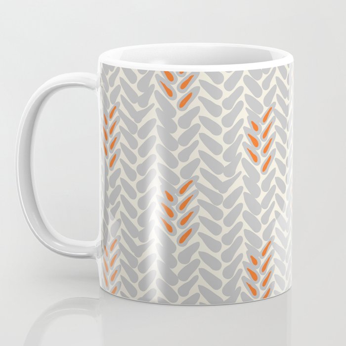 Orange and Grey Wheat Pattern Coffee Mug Gallery Image 3