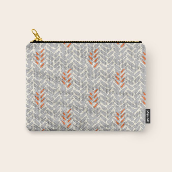 Orange and Grey Wheat Pattern Carry All Pouch Gallery Image 1