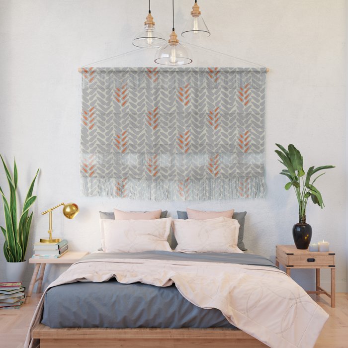 Orange and Grey Wheat Pattern Wall Hanging Gallery Image 2