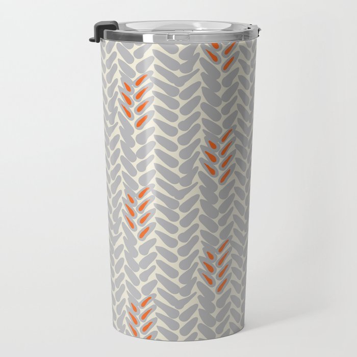 Orange and Grey Wheat Pattern Travel Mug Gallery Image 3