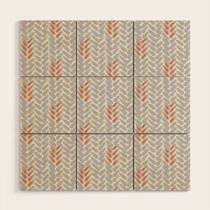 Orange and Grey Wheat Pattern Wood Wall Art Gallery Image 1