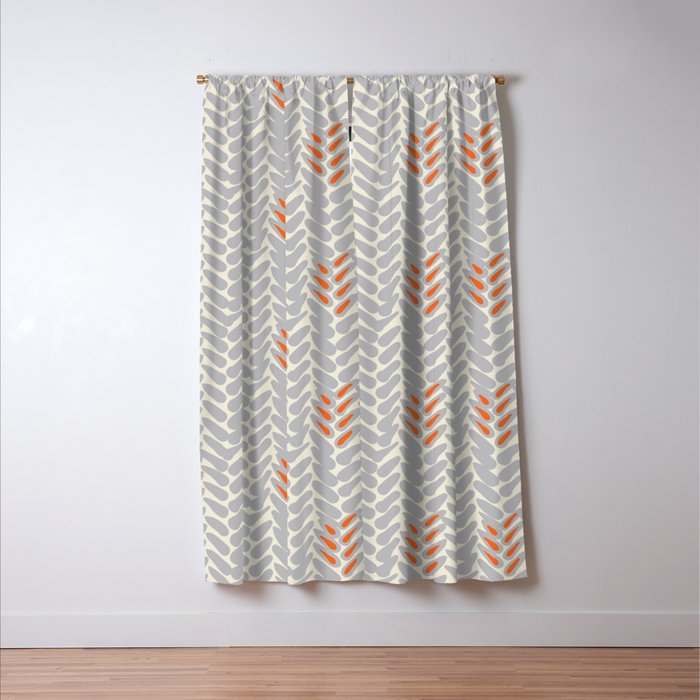Orange and Grey Wheat Pattern Window Curtain Gallery Image 3