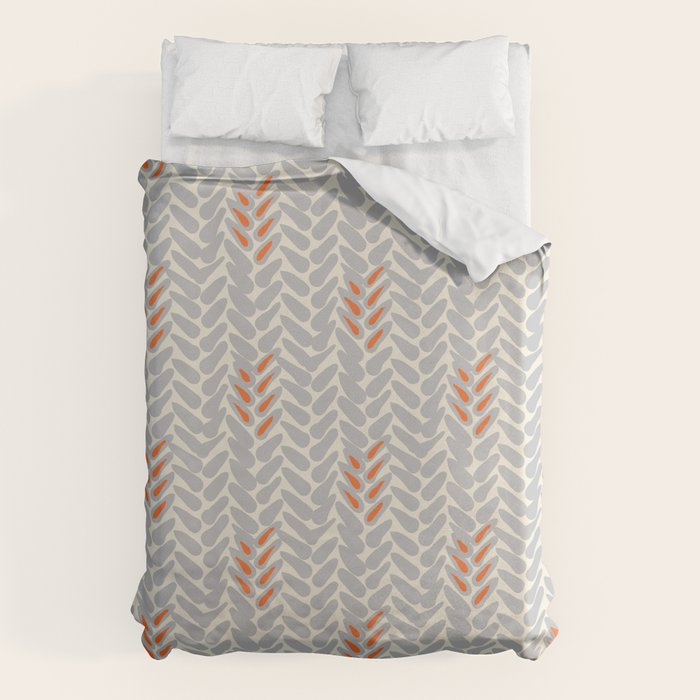 Orange and Grey Wheat Pattern Duvet Cover Gallery Image 1