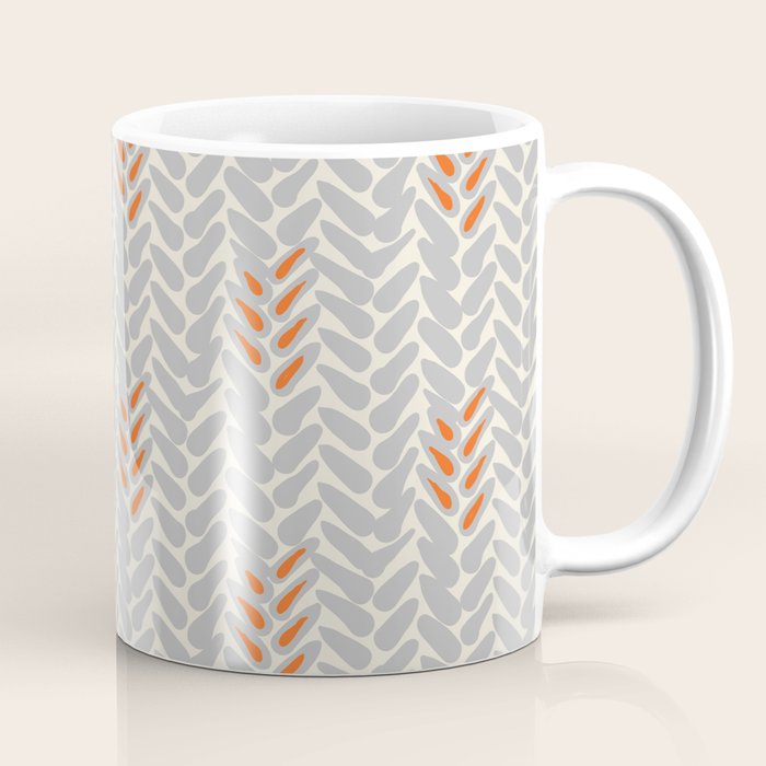 Orange and Grey Wheat Pattern Coffee Mug Gallery Image 1