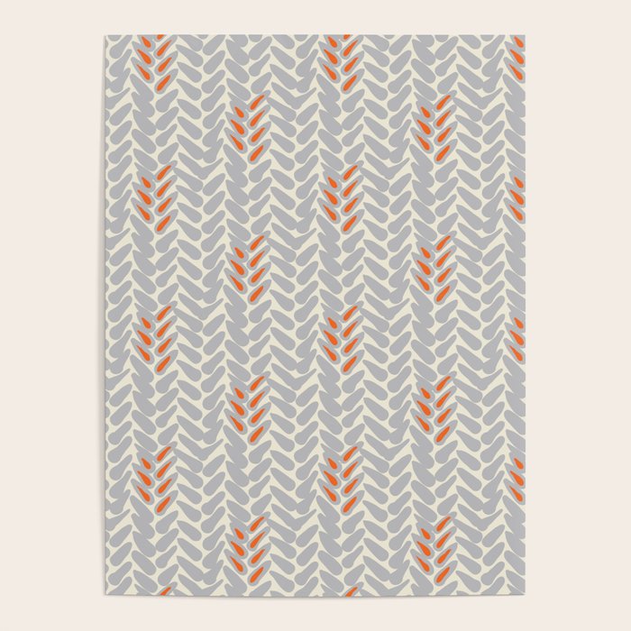 Orange and Grey Wheat Pattern Poster Gallery Image 4