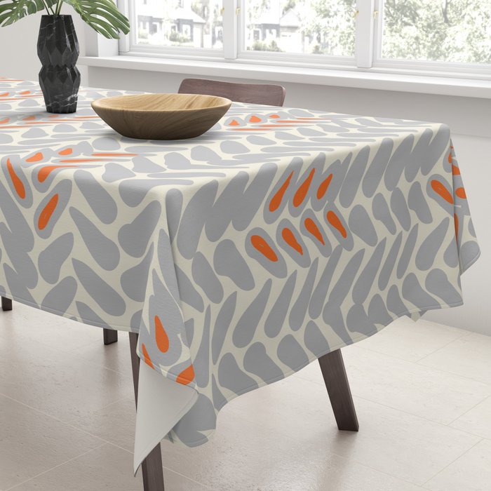 Orange and Grey Wheat Pattern Tablecloth Gallery Image 3