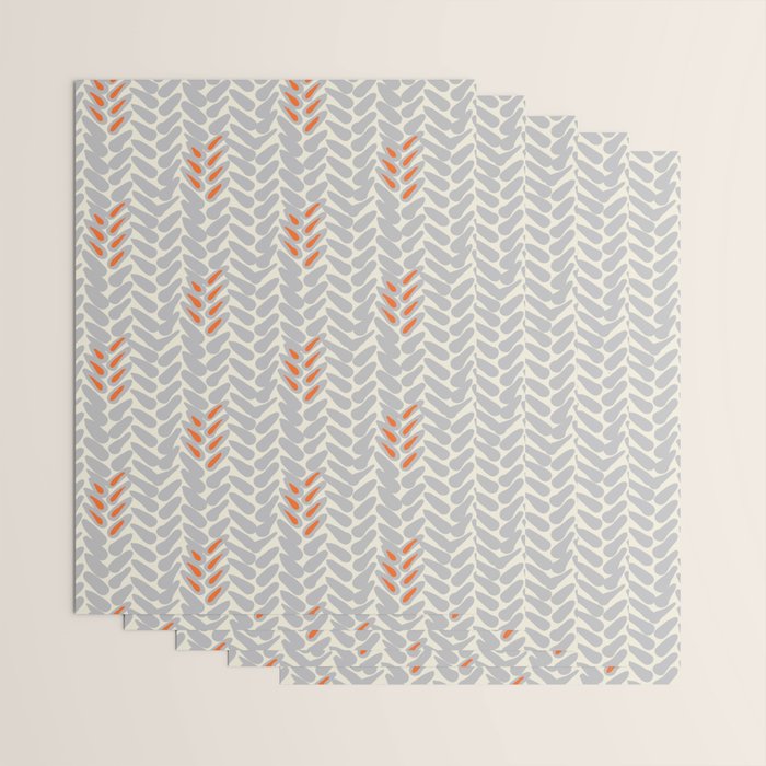 Orange and Grey Wheat Pattern Wrapping Paper Gallery Image 3