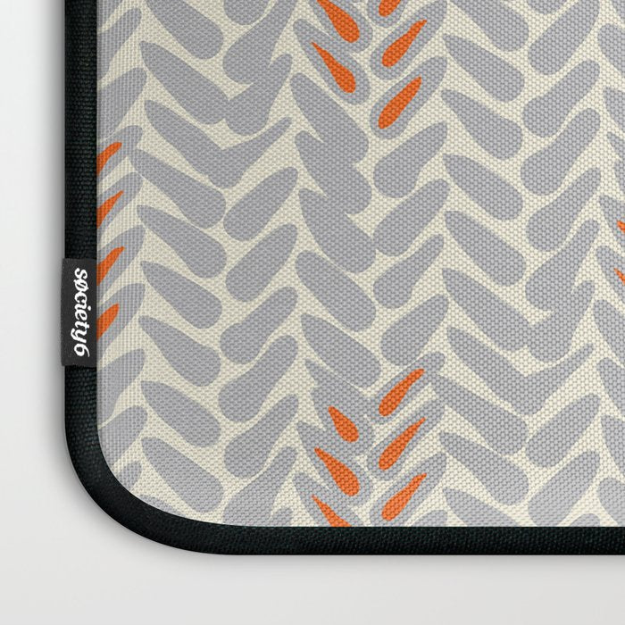 Orange and Grey Wheat Pattern Laptop Sleeve Gallery Image 3
