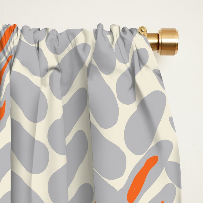 Orange and Grey Wheat Pattern Window Curtain Gallery Image 2