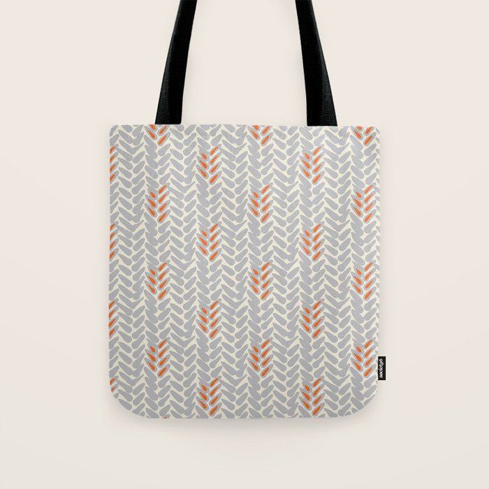 Orange and Grey Wheat Pattern Tote Bag Gallery Image 1