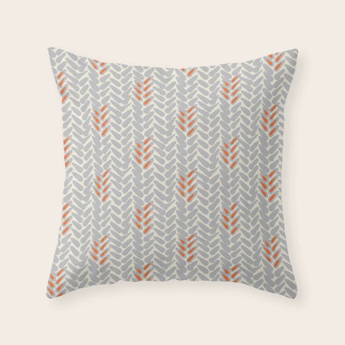 Orange and Grey Wheat Pattern Throw Pillow Gallery Image 6