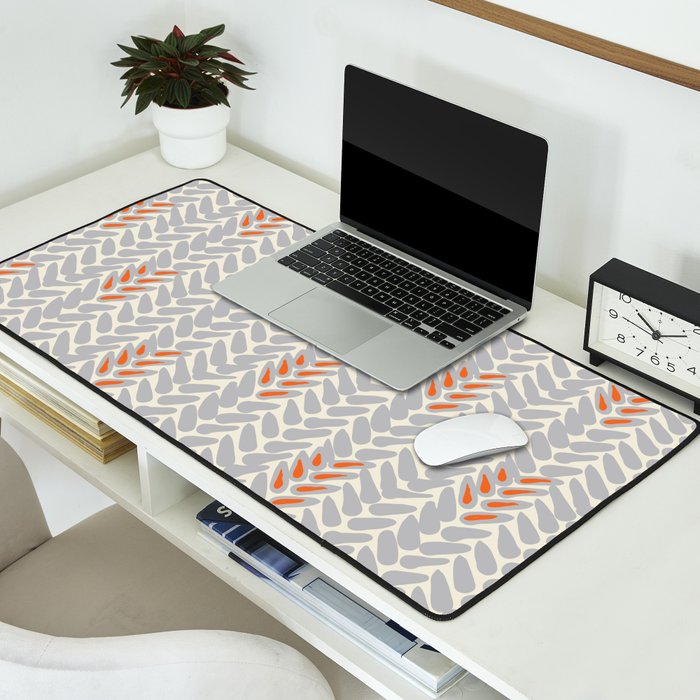 Orange and Grey Wheat Pattern Desk Mat Gallery Image 2