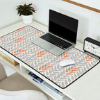 Orange and Grey Wheat Pattern Desk Mat Gallery Image 2